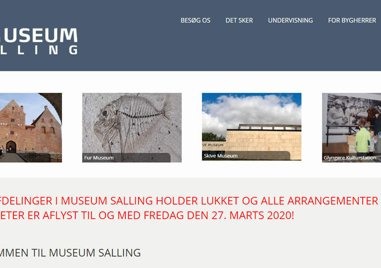 Forside på Museum Sallings hjemmeside