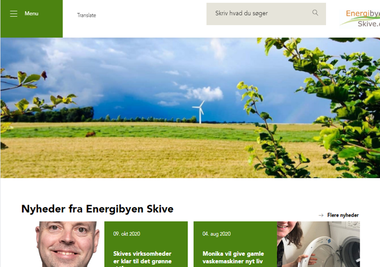 Energibyen Skive hjemmesides forside