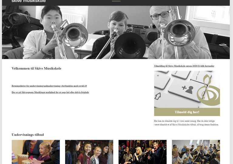 Forside på Skive Musikskoles hjemmeside