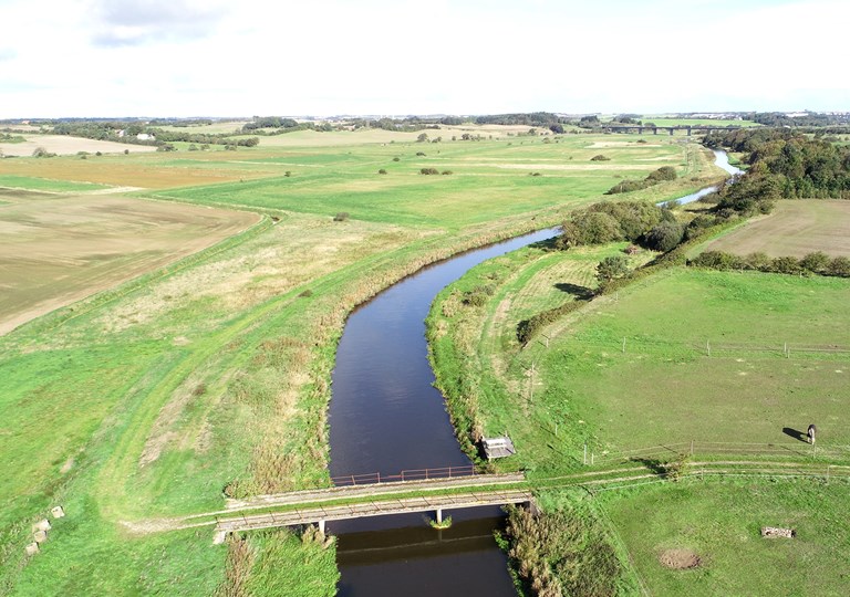 Dronefoto over området: Skive-Karup vådområdeprojekt