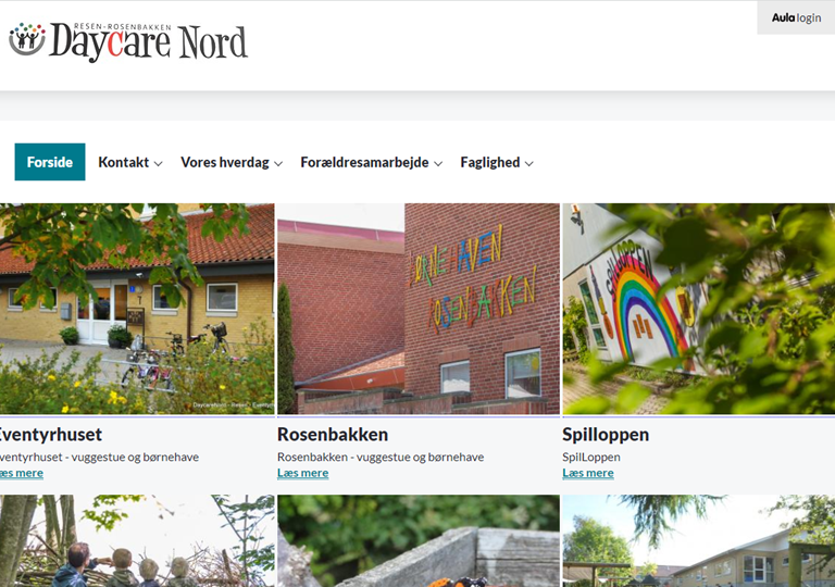 Forside på Daycare Nords hjemmeside