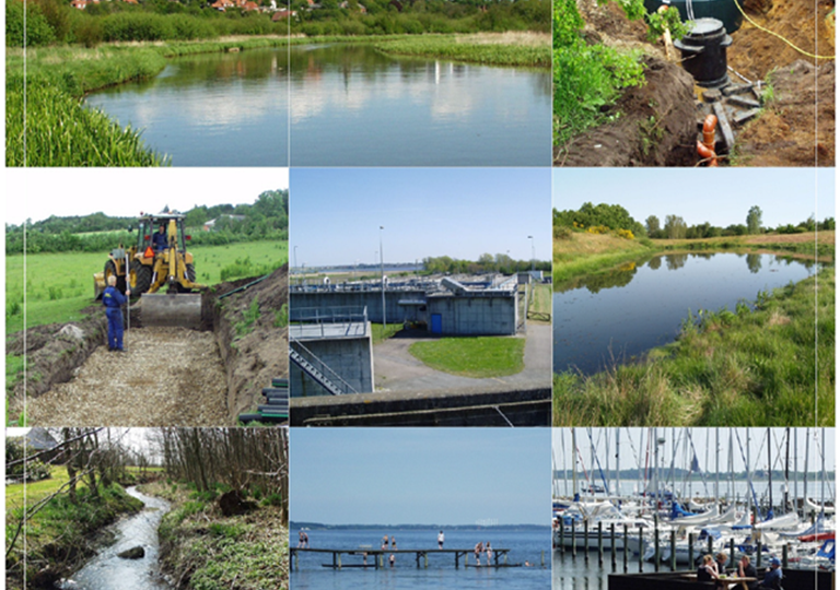 Forside til spildevandsplan med collage af billeder