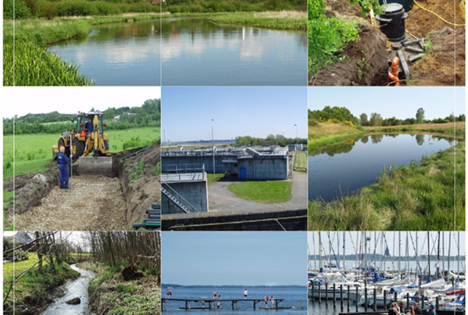 Forside til spildevandsplan med collage af billeder